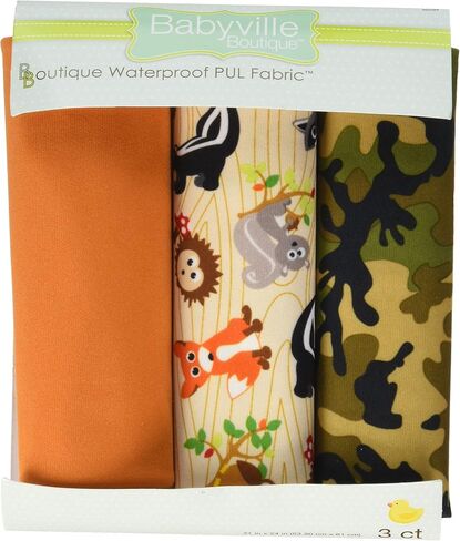 Dritz Babyville 21 by 24-Inch PUL Waterproof Diaper Fabric Cuts, Forest Friends/Camouflage, 3-Pack in Saudi Arabia