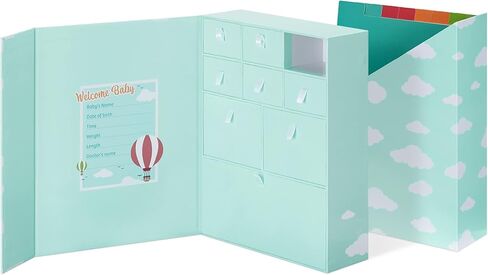 صندوق تذكارات الأطفال من نافاريس - صندوق ذاكرة الطفل للتذكارات - تخزين مع 9 حجرات أدراج للصبي أو الفتاة 13 بوصة × 10 بوصة × 7.1 بوصة - بالونات الهواء الساخن in Kuwait