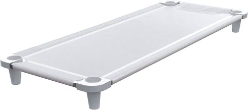Acrimet Premium Stackable Nap Cot (Stainless Steel Tubes) (White Cot - White Feet) (1 Unit) in Saudi Arabia