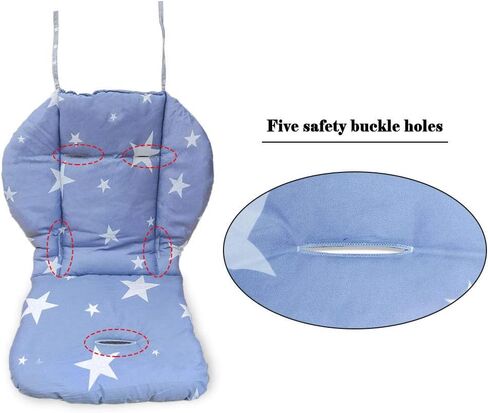 High Chair Pad, Exquisite and Beautiful Baby/highchair/seat Cushion Pad，Comfortable and Soft, Suitable for The High Chair and Stroller in The Picture(Blue Background Stars Pattern) in Saudi Arabia