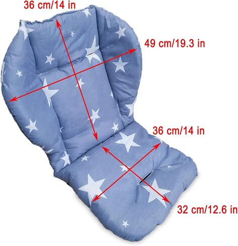 High Chair Pad, Exquisite and Beautiful Baby/highchair/seat Cushion Pad，Comfortable and Soft, Suitable for The High Chair and Stroller in The Picture(Blue Background Stars Pattern) in Saudi Arabia