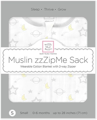 كيس نوم من قطن الموسلين من SwaddleDesigns، بطانية يمكن ارتداؤها للأطفال للجنسين، حقيبة نوم انتقالية، زرافة للأم والطفل، أصفر، صغير، 0-6 أشهر in Kuwait