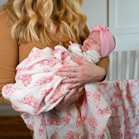 LollyBanks Swaddle Blanket | 100% Muslin Cotton | Newborn and Baby Nursery Essentials for Girls, Registry | Ballet Shoe Print in Saudi Arabia