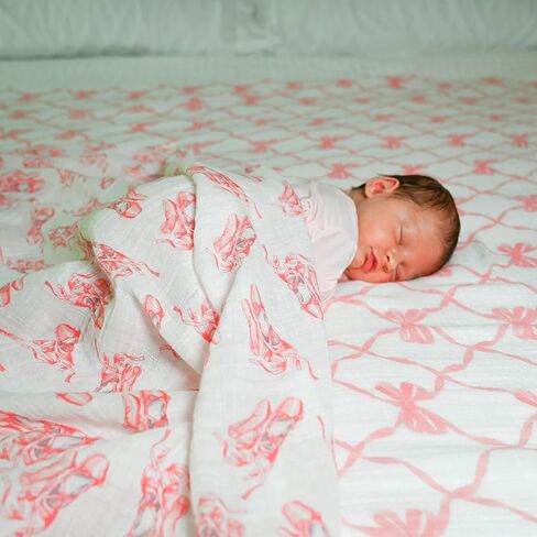 LollyBanks Swaddle Blanket | 100% Muslin Cotton | Newborn and Baby Nursery Essentials for Girls, Registry | Ballet Shoe Print in Saudi Arabia