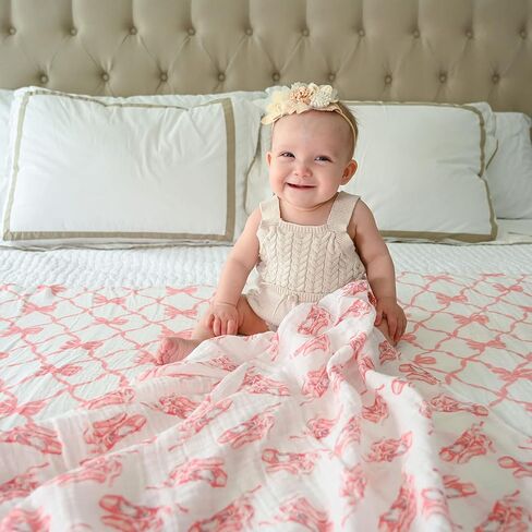 LollyBanks Swaddle Blanket | 100% Muslin Cotton | Newborn and Baby Nursery Essentials for Girls, Registry | Ballet Shoe Print in Saudi Arabia