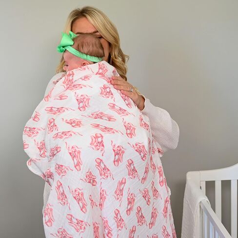 LollyBanks Swaddle Blanket | 100% Muslin Cotton | Newborn and Baby Nursery Essentials for Girls, Registry | Ballet Shoe Print in Saudi Arabia