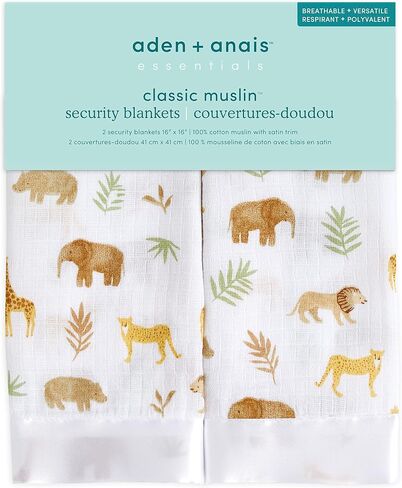 aden + anais Essentials Issie Security Blankets, Super Soft 100% Cotton Muslin, 2 Pack, Blushing Bunnies in Saudi Arabia