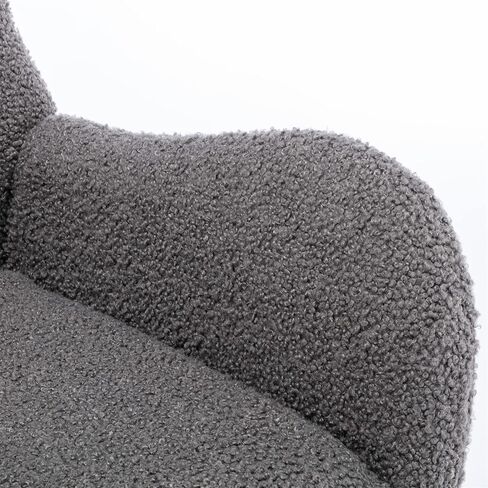 Modern Elegant Nursery Rocking Chair Faux Fur Teddy Fabric Glider Rocker with High Back Stylish Cozy Accent Armchair Living Room Lounge Rocking Chair Seat for Home Bedroom (Grey) in Saudi Arabia