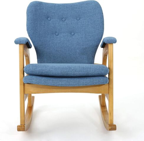 كريستوفر نايت هوم برانت كرسي هزاز من القماش لمنتصف القرن، أزرق فاتح / جوز فاتح in Kuwait