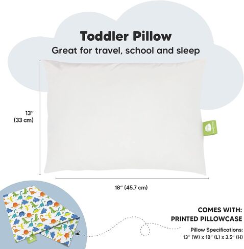 KeaBabies Toddler Pillow with Pillowcase and Toddler Pillowcase for 13X18 Pillow - 13X18 Soft Organic Cotton Toddler Pillows for Sleeping - Organic Toddler Pillow Case for Boy, Kids in Saudi Arabia