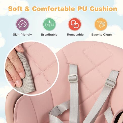 HONEY JOY Baby High Chair, 6 in 1 Convertible Wooden Highchair for Babies and Toddlers/Chair/Bar Stool, Removable Double Tray & Reversible Footrest, Safety Harness for Infant Boys Girls (Dark Gray) in Kuwait