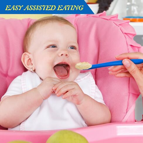 JUSONEY Silicone Baby Spoons-First Stage Baby Self Feeding Spoons 6+ Months,Shorter and Longer Infant Spoons Set for Parent and Self-Feeding,BPA Free Baby Led Weaning Spoons Training Spoon (4 Pack) in Kuwait