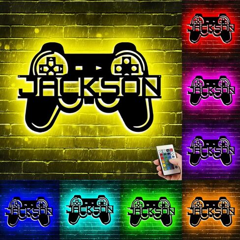 Custom Game Sign with Name Personalized Name Gamepad LED Neon Lights Video Game Controller Light Sign for Game Room Decor ,Boy Room Teen Room Kids Room Playroom Bedroom Decoration (game sign-4) in Kuwait