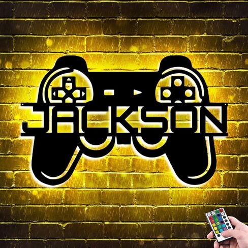 Custom Game Sign with Name Personalized Name Gamepad LED Neon Lights Video Game Controller Light Sign for Game Room Decor ,Boy Room Teen Room Kids Room Playroom Bedroom Decoration (game sign-4) in Kuwait