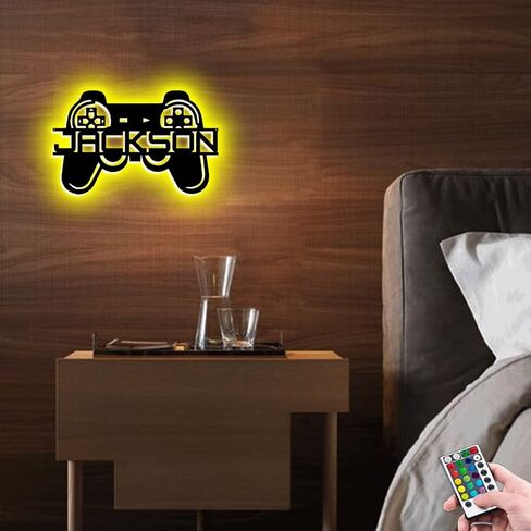 Custom Game Sign with Name Personalized Name Gamepad LED Neon Lights Video Game Controller Light Sign for Game Room Decor ,Boy Room Teen Room Kids Room Playroom Bedroom Decoration (game sign-4) in Kuwait