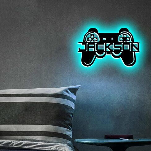 Custom Game Sign with Name Personalized Name Gamepad LED Neon Lights Video Game Controller Light Sign for Game Room Decor ,Boy Room Teen Room Kids Room Playroom Bedroom Decoration (game sign-4) in Kuwait