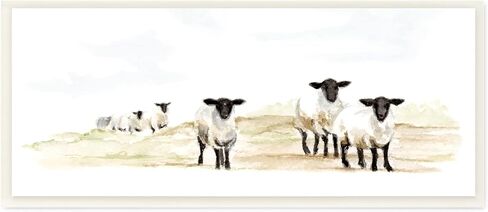 Stupell Industries Sheep Farm Flock Children's Nursery Watercolor Painting Wall Plaque, 17 x 7, Tan in Saudi Arabia