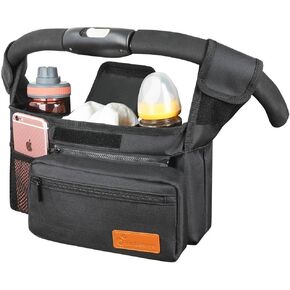 Burbeenye Universal and Adjustable Stroller Organizer Bag for Baby Essentials, Detachable Shoulder Strap, Compatible with Top Stroller Brands: Britax, Uppababy, Silver Cross, Baby Jogger in Saudi Arabia