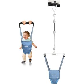 Cowiewie 2 in 1 Baby Door Jumper w/Baby Walking Harness Function, Baby Jumper with Door Clamp Adjustable Strap and Seat (Black)
