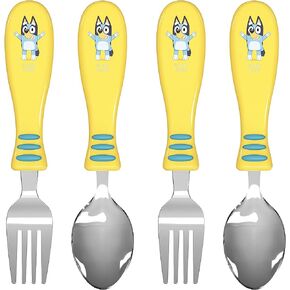 Zak Designs Bluey Kid Flatware Set with Fun Character Art on Both Utensils, Non Slip Fork and Spoon Set is Perfect for Encouraging Picky Eaters to Finish Their Plates (2 pk, BPA-Free) in Saudi Arabia