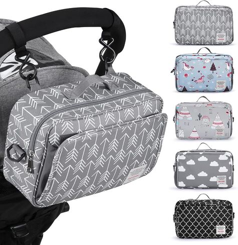 GOGOSO Baby Non-Slip Stroller Organizer Bag for Diapers with Insulated Pocket, Stroller Hooks and Adjustable Strap,Universal Fit Most Strollers in Saudi Arabia