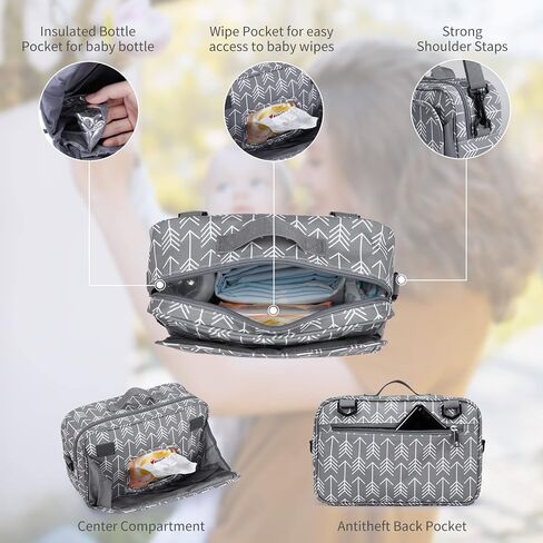 GOGOSO Baby Non-Slip Stroller Organizer Bag for Diapers with Insulated Pocket, Stroller Hooks and Adjustable Strap,Universal Fit Most Strollers in Saudi Arabia