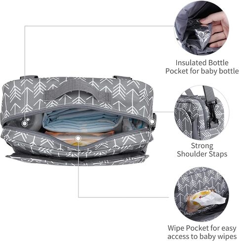 GOGOSO Baby Non-Slip Stroller Organizer Bag for Diapers with Insulated Pocket, Stroller Hooks and Adjustable Strap,Universal Fit Most Strollers in Saudi Arabia