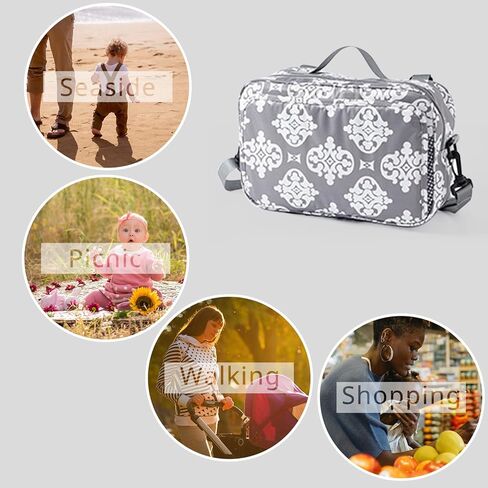 GOGOSO Baby Non-Slip Stroller Organizer Bag for Diapers with Insulated Pocket, Stroller Hooks and Adjustable Strap,Universal Fit Most Strollers in Kuwait