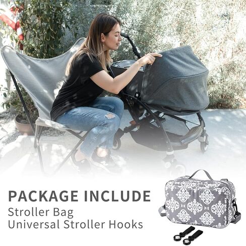 GOGOSO Baby Non-Slip Stroller Organizer Bag for Diapers with Insulated Pocket, Stroller Hooks and Adjustable Strap,Universal Fit Most Strollers in Kuwait