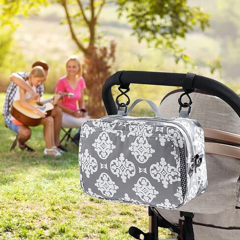 GOGOSO Baby Non-Slip Stroller Organizer Bag for Diapers with Insulated Pocket, Stroller Hooks and Adjustable Strap,Universal Fit Most Strollers in Kuwait