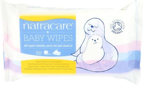 Natracare Organic Cotton Baby Wipes With Essential Oils of Chamomile, Apricot and Sweet Almond Oil (1 Pack, 50 Wipes Total) in Saudi Arabia
