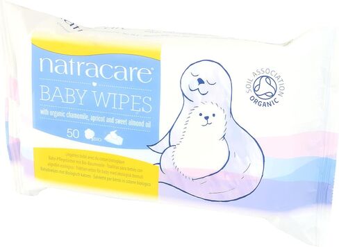 Natracare Organic Cotton Baby Wipes With Essential Oils of Chamomile, Apricot and Sweet Almond Oil (1 Pack, 50 Wipes Total) in Saudi Arabia