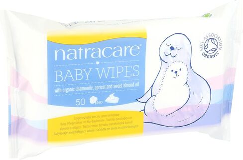 Natracare Organic Cotton Baby Wipes With Essential Oils of Chamomile, Apricot and Sweet Almond Oil (1 Pack, 50 Wipes Total) in Saudi Arabia