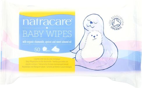 Natracare Organic Cotton Baby Wipes With Essential Oils of Chamomile, Apricot and Sweet Almond Oil (1 Pack, 50 Wipes Total) in Saudi Arabia