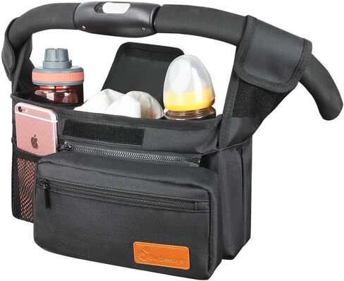 Burbeenye Universal and Adjustable Stroller Organizer Bag for Baby Essentials, Detachable Shoulder Strap, Compatible with Top Stroller Brands: Britax, Uppababy, Silver Cross, Baby Jogger in Saudi Arabia