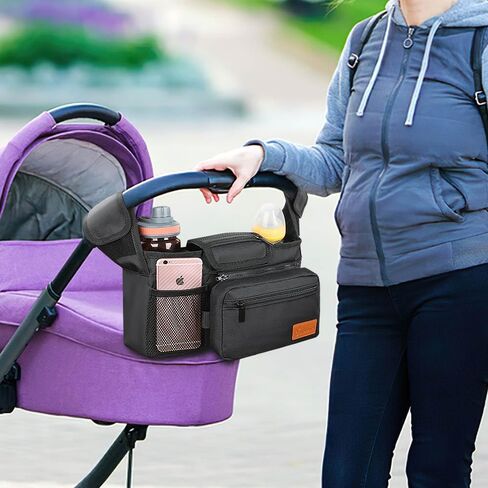 Burbeenye Universal and Adjustable Stroller Organizer Bag for Baby Essentials, Detachable Shoulder Strap, Compatible with Top Stroller Brands: Britax, Uppababy, Silver Cross, Baby Jogger in Saudi Arabia