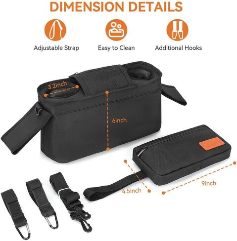 Burbeenye Universal and Adjustable Stroller Organizer Bag for Baby Essentials, Detachable Shoulder Strap, Compatible with Top Stroller Brands: Britax, Uppababy, Silver Cross, Baby Jogger in Saudi Arabia