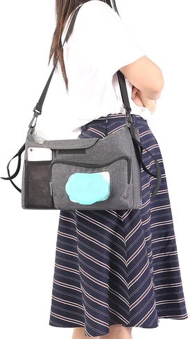 منظم عربة الأطفال من LittleXplorer: علبة الحفاضات - حاملات أكواب إضافية لعربة الأطفال - جيب موزع المناديل المبللة - وسادة تغيير الحفاضات وتخزين الألعاب - يمكن ربطها بعربة مفردة أو مزدوجة أو عربة الركض أو المظلة in Kuwait