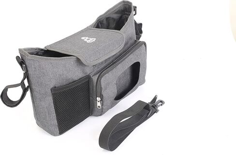 منظم عربة الأطفال من LittleXplorer: علبة الحفاضات - حاملات أكواب إضافية لعربة الأطفال - جيب موزع المناديل المبللة - وسادة تغيير الحفاضات وتخزين الألعاب - يمكن ربطها بعربة مفردة أو مزدوجة أو عربة الركض أو المظلة in Kuwait