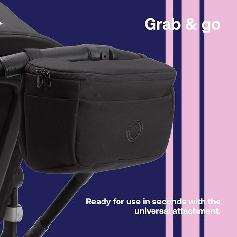 Bugaboo Organizer - Compact Size Multipocket Diaper Bag - Universal Compatible with Any Stroller - Attaches to the Handlebar (Midnight Black) in Saudi Arabia