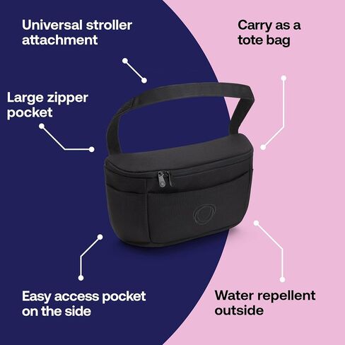 Bugaboo Organizer - Compact Size Multipocket Diaper Bag - Universal Compatible with Any Stroller - Attaches to the Handlebar (Midnight Black) in Saudi Arabia
