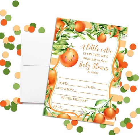 Amanda Creation Little Cutie Baby Shower Invitations, 20 5"x7" Fill-In Cards with Twenty White Envelopes in Kuwait