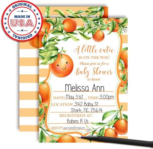 Amanda Creation Little Cutie Baby Shower Invitations, 20 5"x7" Fill-In Cards with Twenty White Envelopes in Kuwait