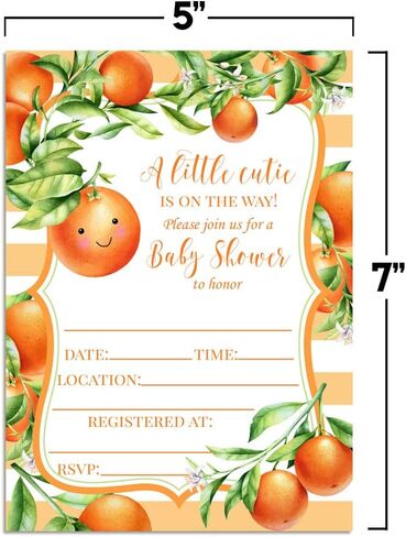 Amanda Creation Little Cutie Baby Shower Invitations, 20 5"x7" Fill-In Cards with Twenty White Envelopes in Kuwait