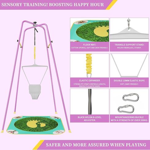 سترة أطفال KIDIP مع حامل، قفزات أطفال وقفزات قابلة لتعديل الارتفاع، أداة تمرين للأطفال مناسبة لعمر 6-24 شهرًا، سهلة التجميع، اختيار هدية حكيم للرضع والأطفال الصغار (تشمل السجادة الناعمة) in Kuwait
