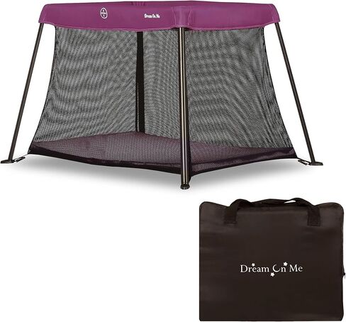 ساحة اللعب الخفيفة للسفر Dream On Me باللون الأزرق، خفيفة الوزن، محمولة وسهلة الحمل، داخلية وخارجية - مع وسادة مرتبة ناعمة ومريحة in Kuwait