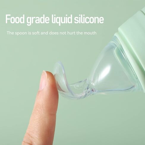 Baby Spoons, Silicone Baby Food Dispensing Spoon, Squeeze Feeding Spoon with Cartoon Dust Cover, 4 oz. (Blue) in Kuwait