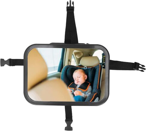 Car Interior Rearview Baby Mirror, Shatterproof Free Rotation Wide View Automotive Baby Safety Mirror with Adjust Straps in Saudi Arabia