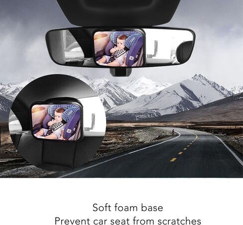 Car Interior Rearview Baby Mirror, Shatterproof Free Rotation Wide View Automotive Baby Safety Mirror with Adjust Straps in Saudi Arabia