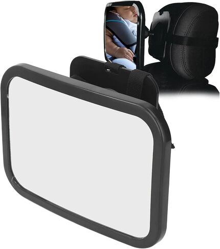 Car Interior Rearview Baby Mirror, Shatterproof Free Rotation Wide View Automotive Baby Safety Mirror with Adjust Straps in Saudi Arabia